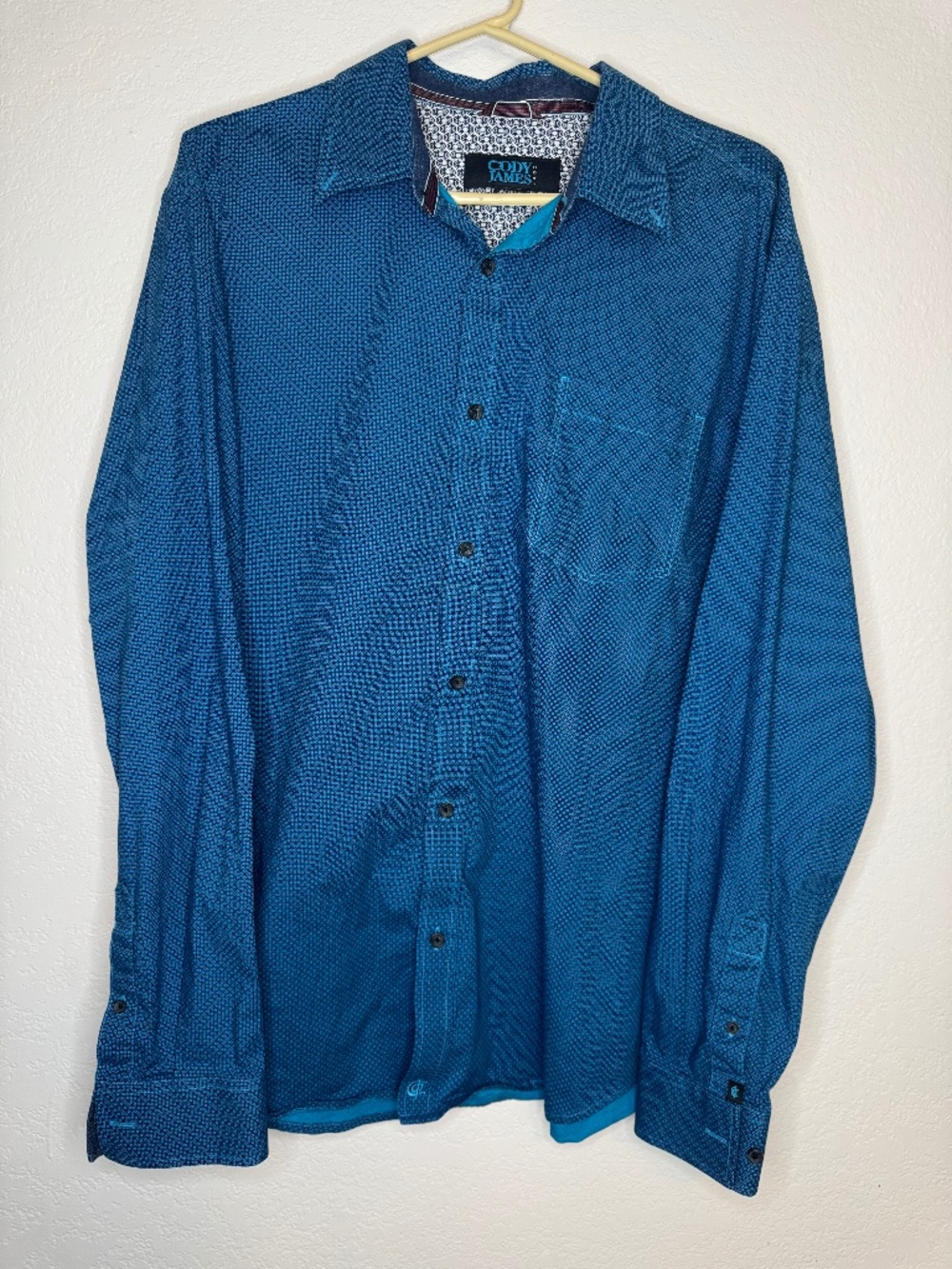 Cody James Men’s Medium Blue Geometric Button-Up Shirt 01LEW15
